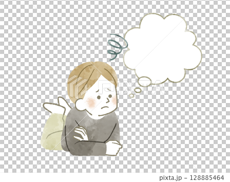 悩んでいる男性-水彩 悩んでいる男性-水彩 128885464