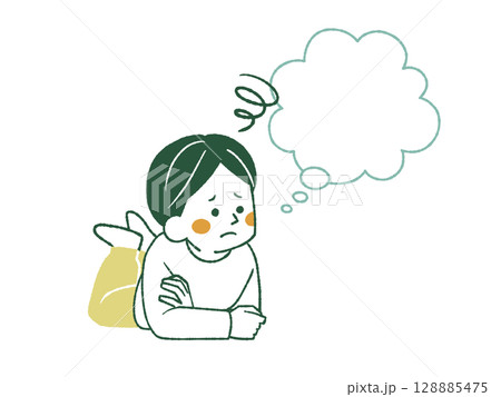 悩んでいる男性-4色 悩んでいる男性-4色 128885475