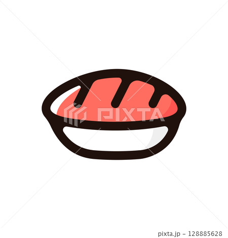 マグロ、トロ、寿司のイラストアイコン（寿司・日本食・飲食メニュー素材） 128885628