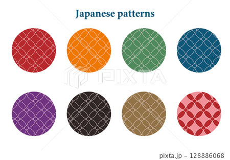 日本の文様素材・七宝文様のパターン・スウォッチパネルにパターンあり 日本の文様素材・七宝文様のパターン・スウォッチパネルにパターンあり 128886068