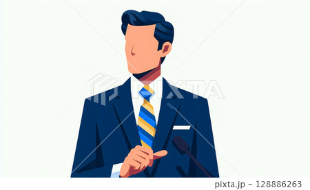 国民民主党の政治家　演説をしている様子のイメージイラスト 128886263