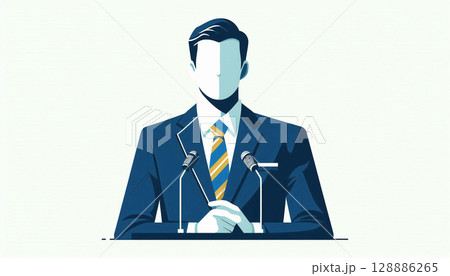 国民民主党の政治家 演説をしている様子のイメージイラスト 国民民主党の政治家 演説をしている様子のイメージイラスト 128886265