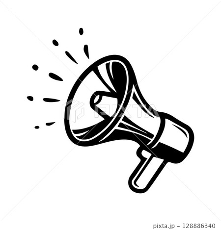 Megaphone with Sound Waves Illustration 128886340