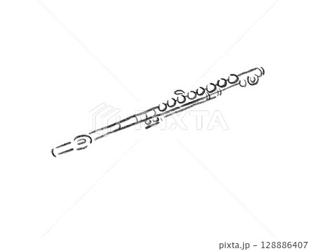 フルートの線画 128886407