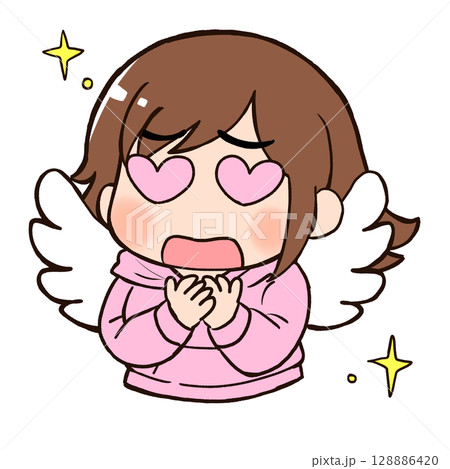 尊さに目がハートになって羽が生える女の子 128886420