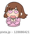 胸に手を当てた目がハートの女の子 128886421