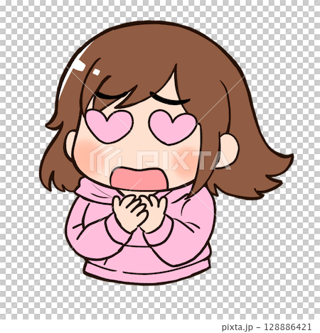 胸に手を当てた目がハートの女の子 128886421