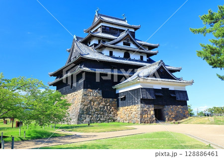 【島根県】快晴の松江城天守閣（国宝） 128886461