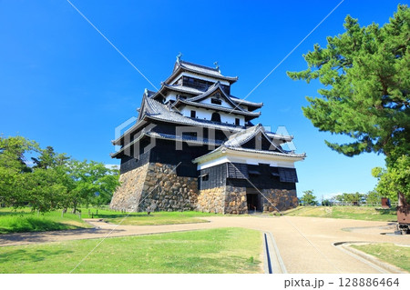【島根県】快晴の松江城天守閣（国宝） 128886464