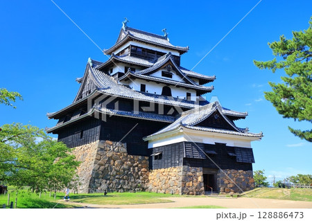 【島根県】快晴の松江城天守閣（国宝） 128886473