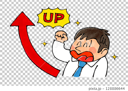 アップした男性サラリーマン アップした男性サラリーマン 128886644