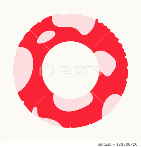 Red swimming ring with pattern. Isolated element for design. Summer, vacation, rest concept. 128886720