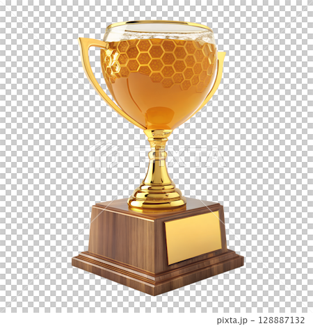 Golden trophy filled with Honey and honeycomb...のイラスト素材 [128887132] - PIXTA