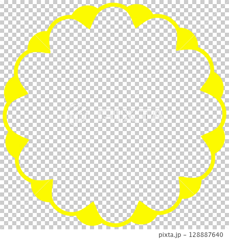 鮮やかな黄色のもこもこした花のようなフレーム 鮮やかな黄色のもこもこした花のようなフレーム 128887640