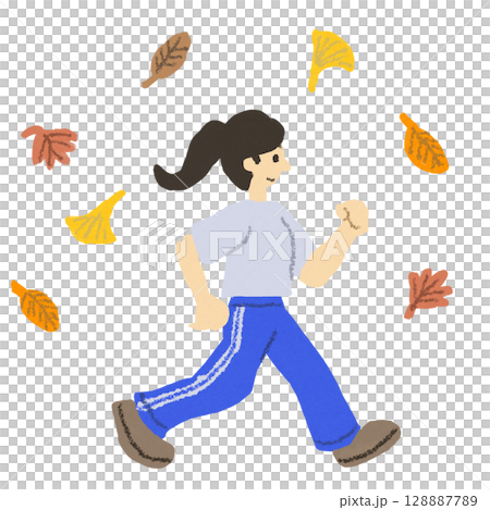 スポーツの秋（ウォーキング）のイラスト 128887789