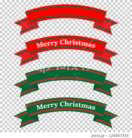 Illustration set of curved ribbons in Christmas colors 128887838