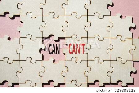 Can or Cant symbol. Concept word Can or Cant on wooden puzzle. Beautiful pink background. Business and Can or Cant concept. Copy space Can or Cant symbol. Concept word Can or Cant on wooden puzzle. Beautiful pink background. Business and Can or Cant concept. Copy space 128888128