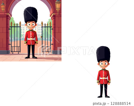 Vsai young queen's guard standing at buckingham palace gate Vsai young queen's guard standing at buckingham palace gate 128888514