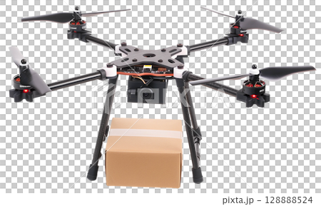 Delivery drone with the package isolated on white background png transparent clipart. 128888524