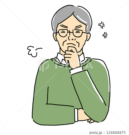怒っている高齢の男性のイラスト 怒っている高齢の男性のイラスト 128888875