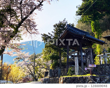 桜に包まれたお寺 128889048