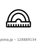 Protractor icon, ruler symbol. Measuring tool 128889134