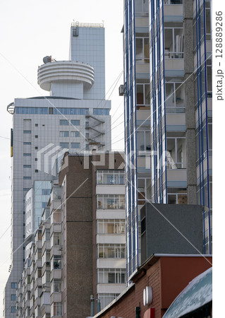 High-rise residential buildings against the blue sky in the city. 128889286