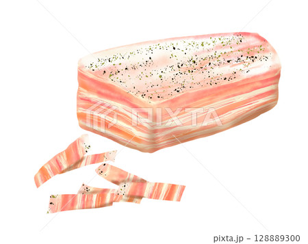 パンチェッタの手描きイラスト 128889300