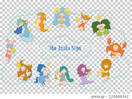 かわいい12星座イラストセット 128889342