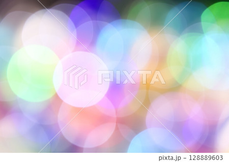 キラキラと輝くカラフルな丸ボケ 128889603