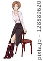 椅子に座る女性 128889620
