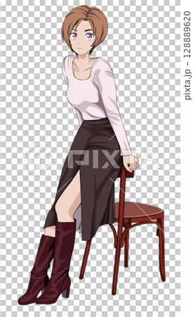 坐在椅子上的女人 坐在椅子上的女人 128889620