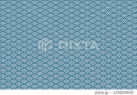 日本の伝統文様の背景・青海波文様のパターン・スウォッチパネルにパターンあり 128889689