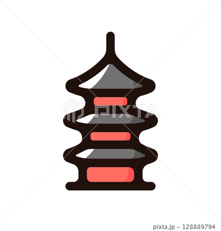 仏塔のイラストアイコン(日本・伝統文化・観光素材) 仏塔のイラストアイコン(日本・伝統文化・観光素材) 128889794