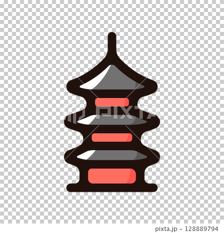 仏塔のイラストアイコン(日本・伝統文化・観光素材) 仏塔のイラストアイコン(日本・伝統文化・観光素材) 128889794