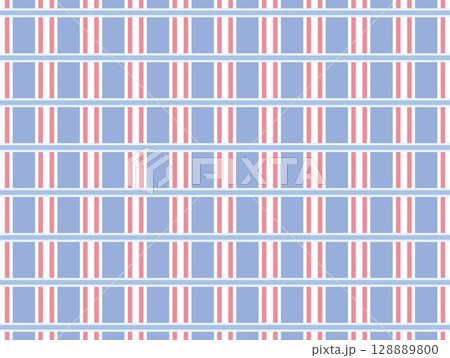 幾何学模様　格子模様　ブルー 128889800