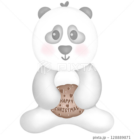 Cute panda Christmas decoration hand drawn illustration Cute panda Christmas decoration hand drawn illustration 128889871
