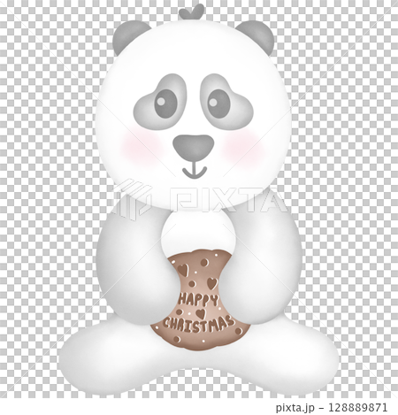 Cute panda Christmas decoration hand drawn illustration Cute panda Christmas decoration hand drawn illustration 128889871