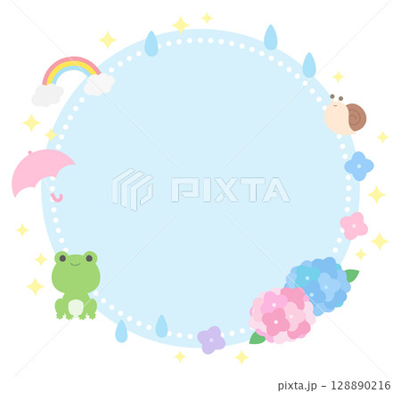 かわいい梅雨のフレーム 128890216