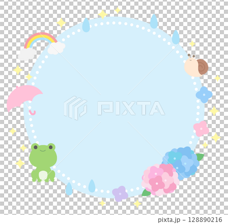 可愛的雨季框架 可愛的雨季框架 128890216