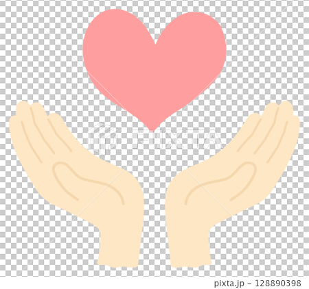 Red heart and hand Red heart and hand 128890398