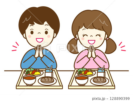給食  いただきます 128890399
