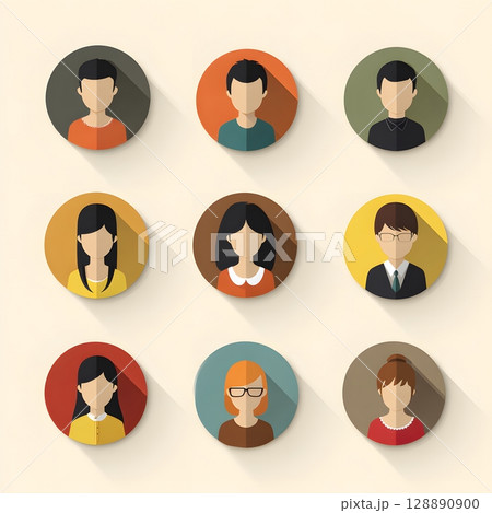 User profile icon pack in modern flat design 128890900