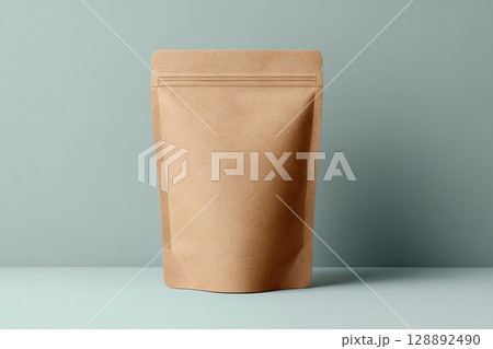 Paper bag mockup on minimal background. Ideal for branding or product design, this clean kraft pouch offers a versatile eco-friendly option. Perfect for showcasing packaging ideas with a modern touch. Paper bag mockup on minimal background. Ideal for branding or product design, this clean kraft pouch offers a versatile eco-friendly option. Perfect for showcasing packaging ideas with a modern touch. 128892490