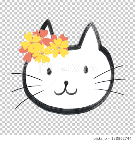 手描きのリラックス猫 - いろいろなシーンに合わせて 128892744