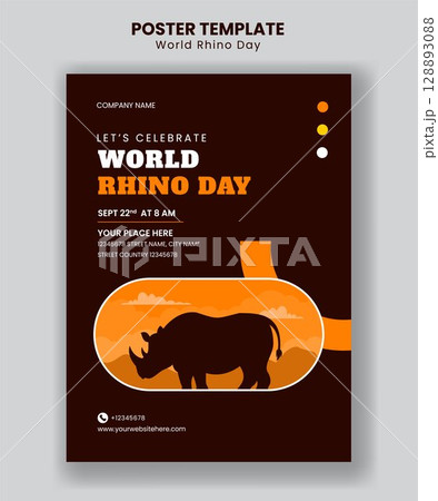 Endangered Species Awareness Vertical Poster for World Rhino Day in Hand Drawn Cartoon Endangered Species Awareness Vertical Poster for World Rhino Day in Hand Drawn Cartoon 128893088