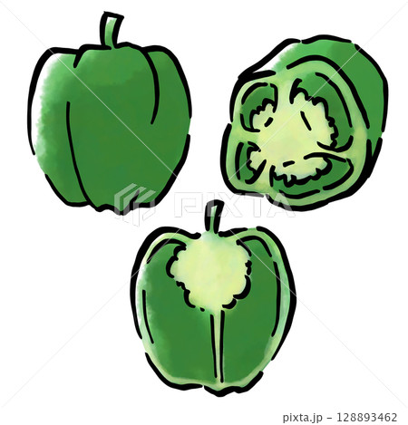 手描きのピーマン 128893462
