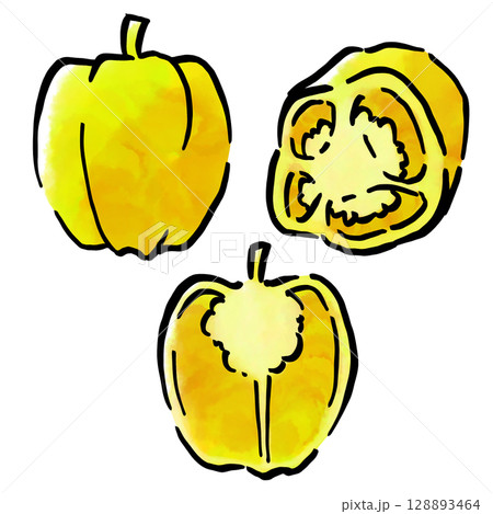 手描きのパプリカ(黄) 128893464