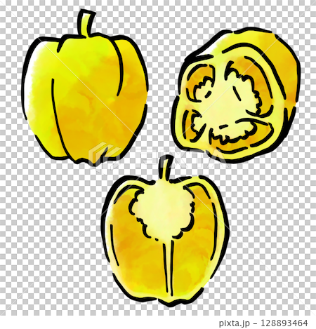 手描きのパプリカ(黄) 128893464