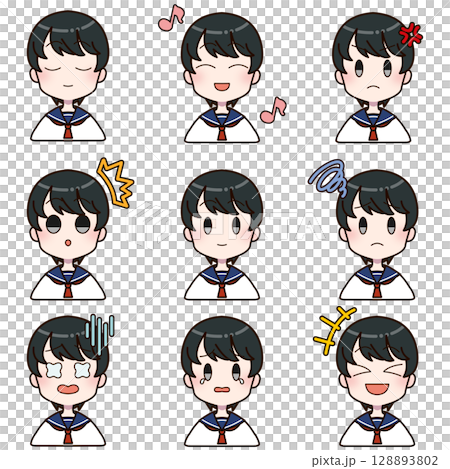 セーラー服を着た女の子の表情差分セット5 128893802